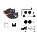Zestaw 2 interkomów Bluetooth ze stałym mikrofonem, zasięg do 1000 m, wodoodporny, redukcja szumów, do kasków z odchylanym daszkiem, komunikacja dla 2 motocyklistów 3