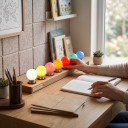 Zestaw 2 sztuk kolorowych żarówek LED E27 249 lm 220 V Kulista bańka 7 x 4,5 cm Z gwintem do lamp girland i wiszących opraw 11