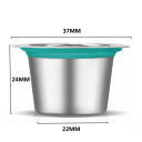 Zestaw 2 sztuk stalowych wielokrotnego użytku kapsułek na mieloną kawę do ekspresu Nespresso 3,65 x 2,3 cm Ekologiczne akcesoria 4