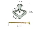 Zestaw 20 sztuk kotew przełączających i śrub 36 mm 60 mm plastikowych metalowych kołków montażowych do ścian pustych z płyt gipsowo-kartonowych 2