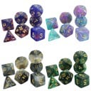 Zestaw 7 sztuk wielościennych kostek RPG w stylu Galaktyki Wielobarwna fantastyczna zestaw do gier planszowych Dungeons 1