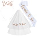 Zestaw BRIDE TO BE Zestaw imprezowy Tiara Panny Młodej Welon z napisem i Szarfa Żartobliwy dodatek na wieczór panieński 4