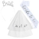Zestaw BRIDE TO BE Zestaw imprezowy Tiara Panny Młodej Welon z napisem i Szarfa Żartobliwy dodatek na wieczór panieński 2