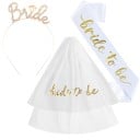 Zestaw BRIDE TO BE Zestaw imprezowy Tiara Panny Młodej Welon z napisem i Szarfa Żartobliwy dodatek na wieczór panieński 1