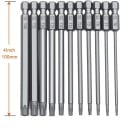 Zestaw długich bitów Torx S2 o długości 100 mm Zestaw bitów 11-częściowy T40 T35 T30 T25 T20 T15 T10 T9 T8 T7 T6 do wkrętarek i wiertarek 2