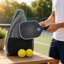 Zestaw do pickleballa 2 rakiety i 2 piłki w plecaku na ramię 40 x 20 x 1,4 cm Włókno węglowe Czarny z białym wzorem Dla dzieci i dorosłych 4