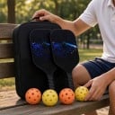 Zestaw do pickleballa 2 rakiety i 4 piłki z torbą 40 x 20 x 1,4 cm Lekkie rakiety grafitowe Czarne z motywem kosmicznym Do hali i na zewnątrz 3