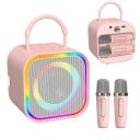 Zestaw karaoke z głośnikiem i 2 mikrofonami Bluetooth 5.3 zasięg 15 m RGB światła i 5 trybów dźwiękowych bateria 1200 mAh na imprezę 1