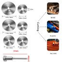 Zestaw tarcz do mikro-narzędzia 31 sztuk Tarcze tnące HSS 22 do 50 mm Diamentowe i tnące Trzony 3,17 mm Srebrne i czarne Do drewna, metalu i kamienia 3