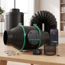 Zestaw wentylatora kanałowego z filtrem węglowym i regulacją obrotów 6" 150 mm, silnik EC, czarny, do namiotów uprawowych i roślin doniczkowych 3