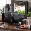Zestaw wentylatora z filtrem węglowym i rurą, regulacja obrotów, 100 mm (4"), 205 CFM, silnik EC, czarny, do namiotów hodowlanych i roślin 4