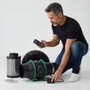 Zestaw wentylatora z filtrem węglowym i rurą, regulacja obrotów, 100 mm (4"), 205 CFM, silnik EC, czarny, do namiotów hodowlanych i roślin 6