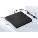 Zewnętrzna nagrywarka CD/DVD 14,5 x 14,8 x 1,8 cm USB 3.0/USB-C Plug and Play Nagrywarka dla Windows i Mac OS Przenośny napęd optyczny 3
