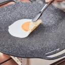 Zewnętrzna patelnia grillowa 34 cm Maifan z nieprzywierającą powłoką i drewnianymi uchwytami Patelnia na kuchenkę do grillowania mięsa warzyw ryb BBQ 2