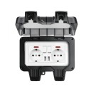 Zewnętrzna podwójna gniazdko z włącznikiem i 2x USB, 16 A, 220 V, wodoodporna IP66, z pokrywą, czarna, do montażu na ścianie w ogrodzie, na tarasie 1