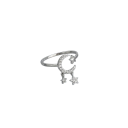Zilveren damesring verstelbare maat diameter 16,5 mm Dunne open ring met een maan met steentjes en een ster 3/5 mm elegant sieraad 2