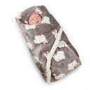 Zimná deka pre bábätká 75 x 100 cm s motívom bielych králikov na šedom podklade a huňatou druhou stranou na zavinovanie aj prikrytie 4