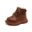 Zimní dětské kotníkové boty Šněrování a boční zip Zateplená kožešinka Pryžová podešev Ozdobná přezka na boku Unisex na zimu i do školky 2