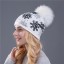 Zimowa czapka damska z płatkami śniegu 1
