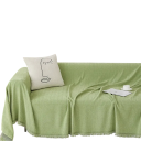 Žinylkový potah na pohovku s elegantnými třásňami 180 x 130 cm s textúrou rybej kosti ochranný prehoz na sedačku a gauč do obývacej izby 20