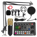 Živý audio mixážní pult k PC s RGB podsvícením Mikrofonem Držákem Bluetooth 16 efekty Redukcí šumu Sluchátky a 1200mAh baterií 1