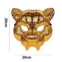 Zlatá zvířecia maska leopard plastový obličejový kryt s nastaviteľnými gumičkami Halloweenský kostým Cosplay karnevalová párty 2