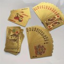 Zlaté plastové hracie karty 55 kusov s dizajnom bankovky 100 USD lesklý vodeodolný povrch a rozmer 6 x 9 cm pre poker žolíky aj kanastu 6