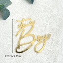 Złota dekoracja na tort 7,7 cm To jest chłopiec, ogłoszenie płci dziecka, baby shower, przyjęcie ciążowe 2
