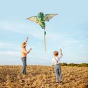 Zmeu în formă de dragon chinezesc 150 x 120 cm Zmeu verde și galben cu sfoară de 50m Zmeu din poliester rezistent pentru distracție în aer liber 4
