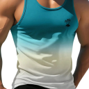 Zomer heren regenboog tanktop Polyester materiaal Ronde hals Palmboom motief op de borst Licht rechte snit Voor vrije tijd 2