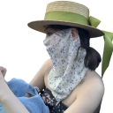 Zomergezichtsmasker met bloemenpatroon 30 cm polyester lichte ademende bescherming van gezicht en nek tegen de zon voor buitenactiviteiten 2
