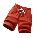Zomerse herenshorts van katoen en linnen, effen kleur, vrijetijdsshorts met trekkoord, casual, ademende shorts voor de zomer 2