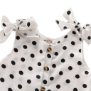 Zomerse meisjes overall zonder mouwen Witte stippenmodel met strikjes op de schouders Katoenen en polyester korte overall met knopen 2