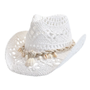 Zomerse strohoed voor dames Handgeweven strandhoed 56-58 cm Schelpdecoratie Zonbescherming Rand 8 cm Hoogte 12 cm 4