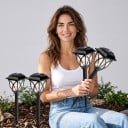 Zonne-energie Tuin LED Lichten 4 Stuks Warm Wit Waterdicht Hoogte 40,6 cm Kunststof ABS Zwart Lantaarn Padverlichting voor Gazon en Pad 4