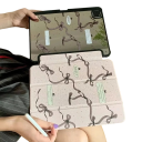 Zrcadlové pouzdro na tablet iPad Air 3 10,5 palce s motivem mašlí a srdíček skládací klopa akryl a plast se stojánkem a ochranou displeje 1