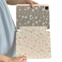 Zrcadlové pouzdro na tablet iPad mini 6 s úhlopříčkou 8,3 palce s motivem kvítků a mašliček akryl a plast se stojánkem 2