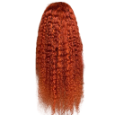 Zrzavá vlnitá paruka z lidských vlasů 86,4 cm hustota 200 % HD krajka 33 x 10 cm oranžový tón na každý den i na společenské akce 3