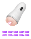 Zuig- en beweegbare masturbator, kunstmatige vagina met realistische adering, zuigstimulatie, 10 vibratiefrequenties, waterdichte inleg en discrete verpakking. 7