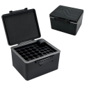 Zwarte batterijhouder 11,3x12,4x7,6 cm Opbergdoos voor 20x AA en 14x AAA batterijen Duurzame organizer met deksel voor veilige opslag van cellen 1