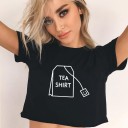 Zwarte crop top voor dames met print 5