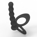 Zwarte multifunctionele siliconen buttplug met handgrepen, lengte 13,5 cm, diameter 2 cm, discrete verpakking 2