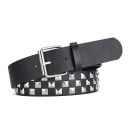 Zwarte PU leren riem 107 x 3,8 cm Kleurrijke klinknagels in een dambordpatroon Stijlvolle rock unisex riem met een metalen gesp Ideaal 5
