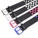 Zwarte PU leren riem 107 x 3,8 cm Kleurrijke klinknagels in een dambordpatroon Stijlvolle rock unisex riem met een metalen gesp Ideaal 6