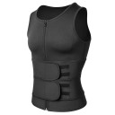 Zwarte shapewearvest voor heren, fitness afslankvest met ritssluiting, compressiesaunavest met 2 klittenbandsluitingen, vetverbrandend fitnessvest 2