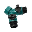 Zweibahnventil in Y-Form mit 3/4 Zoll Gewinde Verteiler aus ABS-Kunststoff mit zwei separaten Absperrhebeln Größe 7,2 cm 2