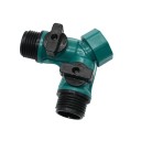 Zweibahnventil in Y-Form mit 3/4 Zoll Gewinde Verteiler aus ABS-Kunststoff mit zwei separaten Absperrhebeln Größe 7,2 cm 4