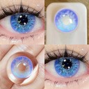 Zweifarbige Kontaktlinsen mit Dioptrien -6.00 mit einem wolkigen Effekt in sanften Farbtönen Durchmesser 14,2 mm zur Betonung der Augen 3