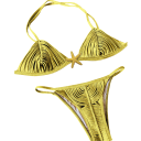 Zweiteiliger Bikini für Damen mit Quasten und Sternenmuster, zum Binden, Triangel-Oberteil und Tanga-Höschen mit Kordelzug, Sommer-Bademode 7