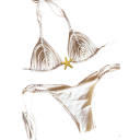 Zweiteiliger Bikini für Damen mit Quasten und Sternenmuster, zum Binden, Triangel-Oberteil und Tanga-Höschen mit Kordelzug, Sommer-Bademode 4